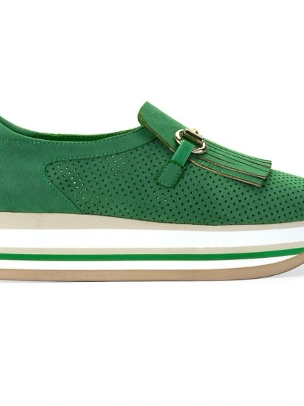 Green Platform Fringe Loafer Sneakers NWT